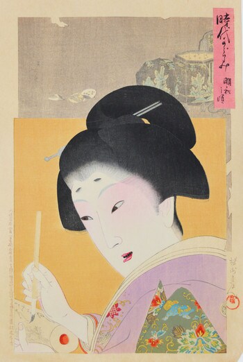 Bijin in Meiwa Era by Chikanobu, Woodblock Print