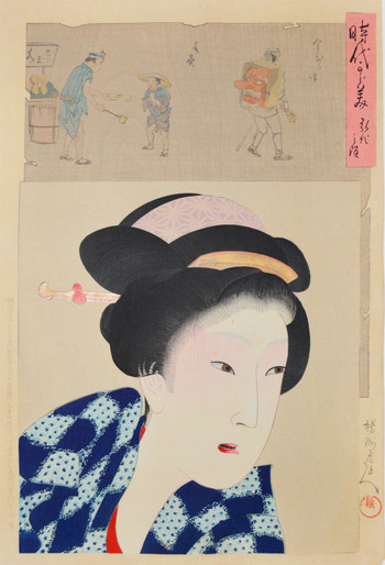 Bijin in the Koka Era by Chikanobu, Woodblock Print