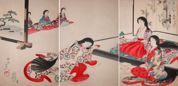 Sweet Sake on New Year's Day by Chikanobu, Woodblock Print