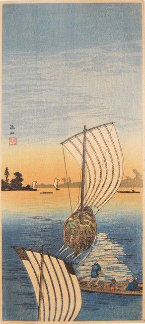 Nagareyama by Shotei (aka Hiroaki), Woodblock Print