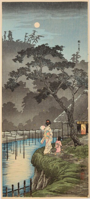 Moon at Sekiguchi by Shotei (aka Hiroaki), Woodblock Print