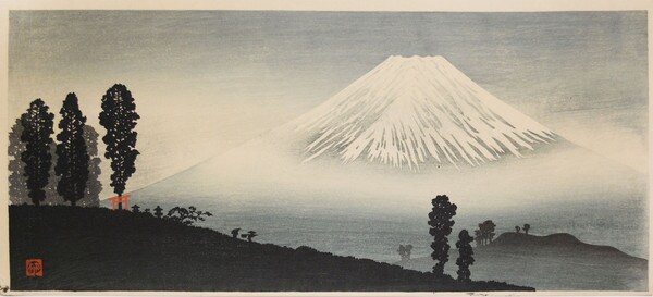 Mt. Fuji in Mist by Shotei (aka Hiroaki), Woodblock Print
