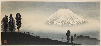 Mt. Fuji in Mist by Shotei (aka Hiroaki), Woodblock Print