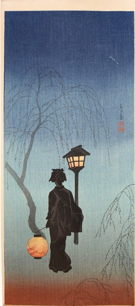 Spring Evening by Shotei (aka Hiroaki), Woodblock Print
