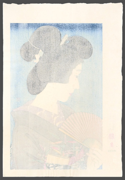 Geisha in Summer by Kotondo, Woodblock Print