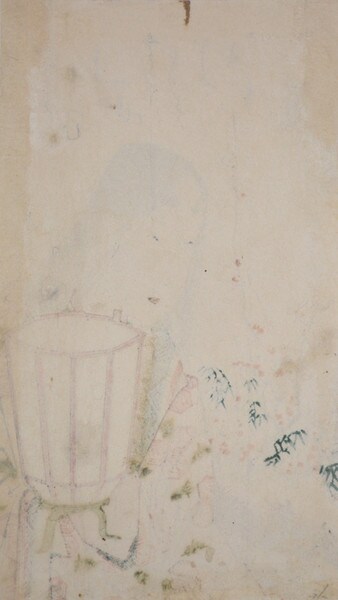 Beauty with Lantern Looking at Plum Blossoms in Snow by Hokusai, Woodblock Print