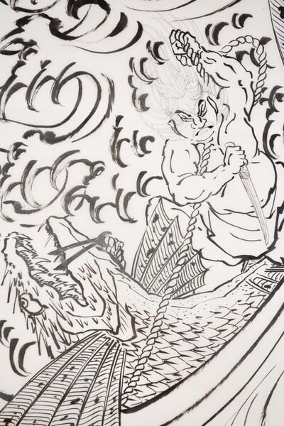 Asahina Saburo Yoshihide by Horiyoshi III, Drawing
